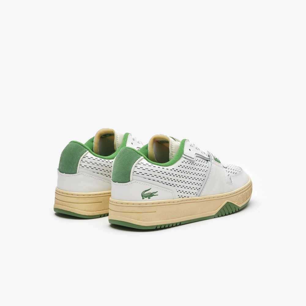 Lacoste L001 Cuero Heel Pop Blancas Verde | 8524-YFAIE