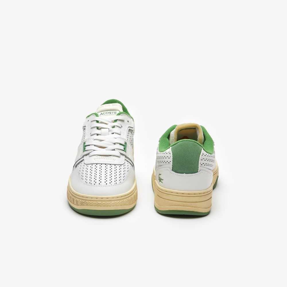 Lacoste L001 Cuero Heel Pop Blancas Verde | 8524-YFAIE