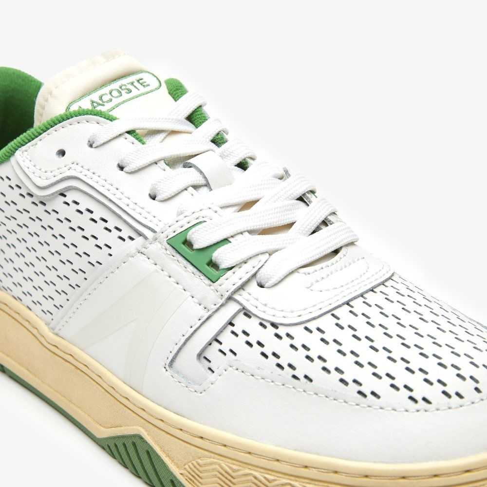 Lacoste L001 Cuero Heel Pop Blancas Verde | 8524-YFAIE