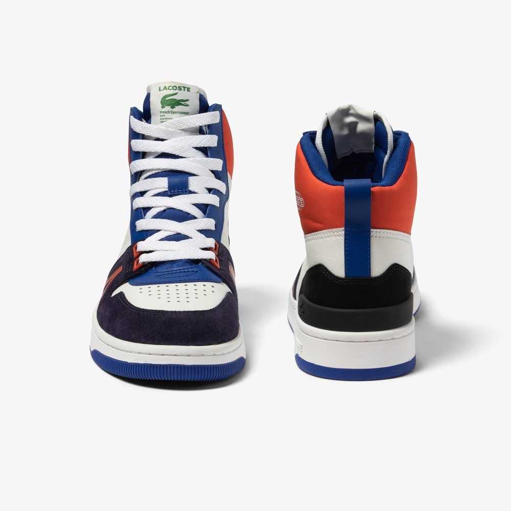 Lacoste L001 Mid Cuero Colorblock Blancas Azul Marino | 6853-BPWYA