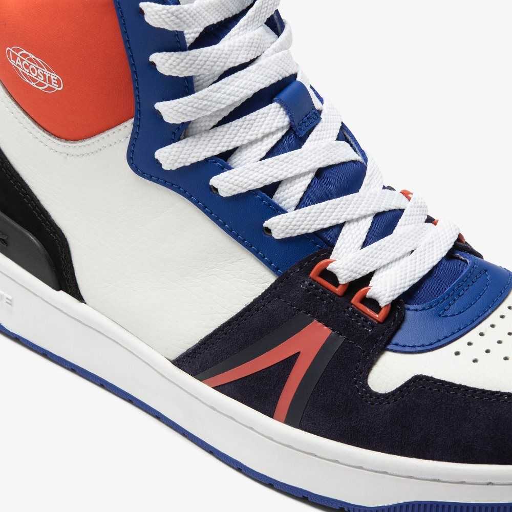 Lacoste L001 Mid Cuero Colorblock Blancas Azul Marino | 6853-BPWYA