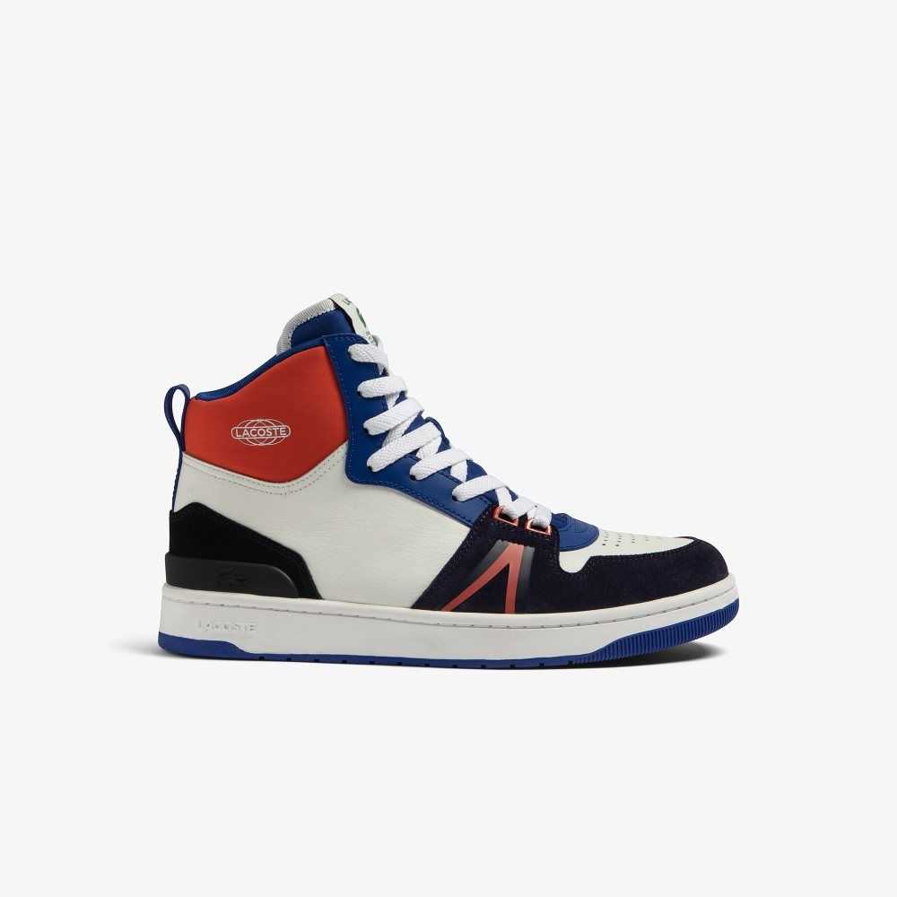 Lacoste L001 Mid Cuero Colorblock Blancas Azul Marino | 6853-BPWYA