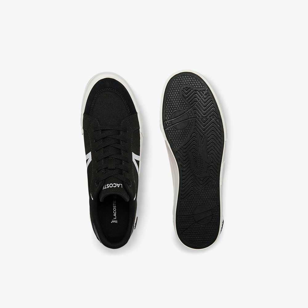 Lacoste L004 Lona Negras Blancas | 0498-IPWQK