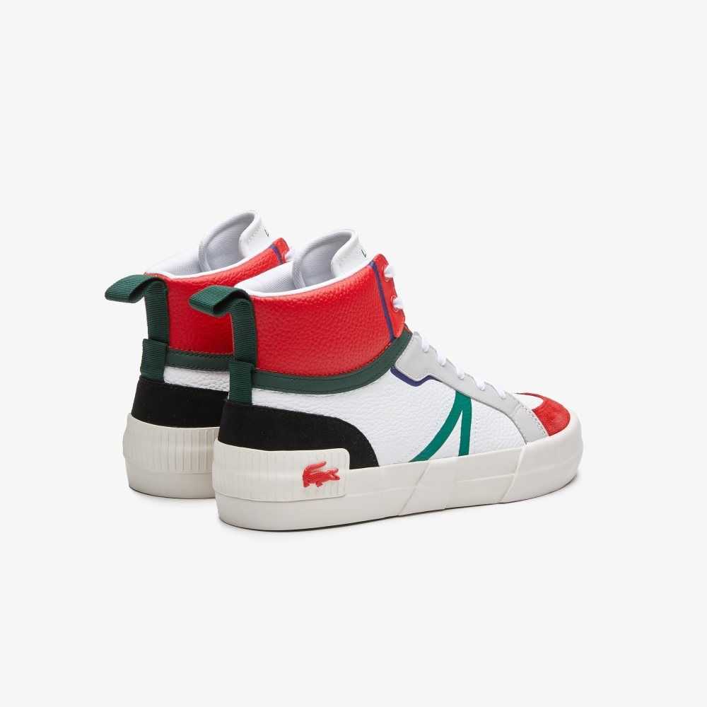 Lacoste L004 Mid Cuero Blancas Rojas | 8760-OPMVD