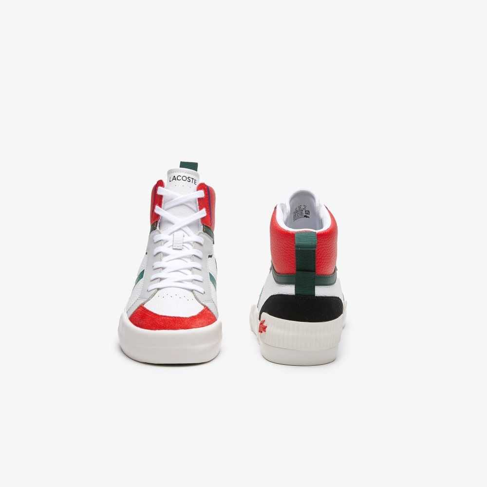 Lacoste L004 Mid Cuero Blancas Rojas | 8760-OPMVD