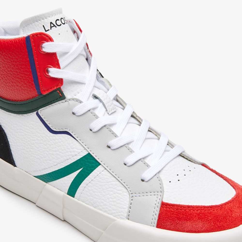 Lacoste L004 Mid Cuero Blancas Rojas | 8760-OPMVD