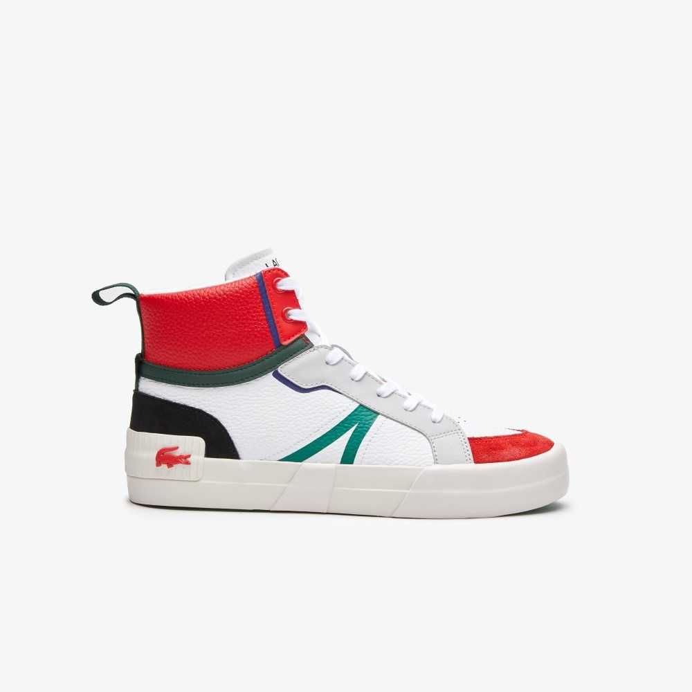 Lacoste L004 Mid Cuero Blancas Rojas | 8760-OPMVD