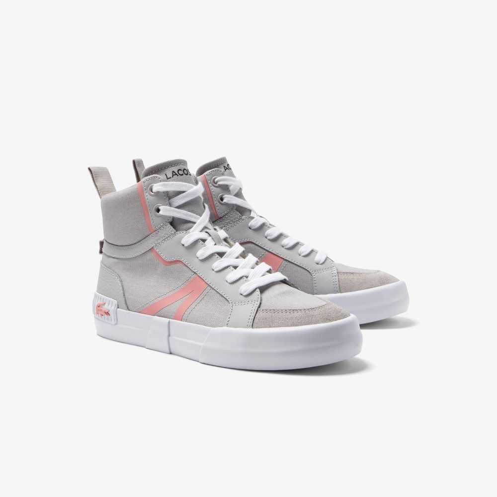 Lacoste L004 Mid Gris Claro Rosas | 4721-STBFA