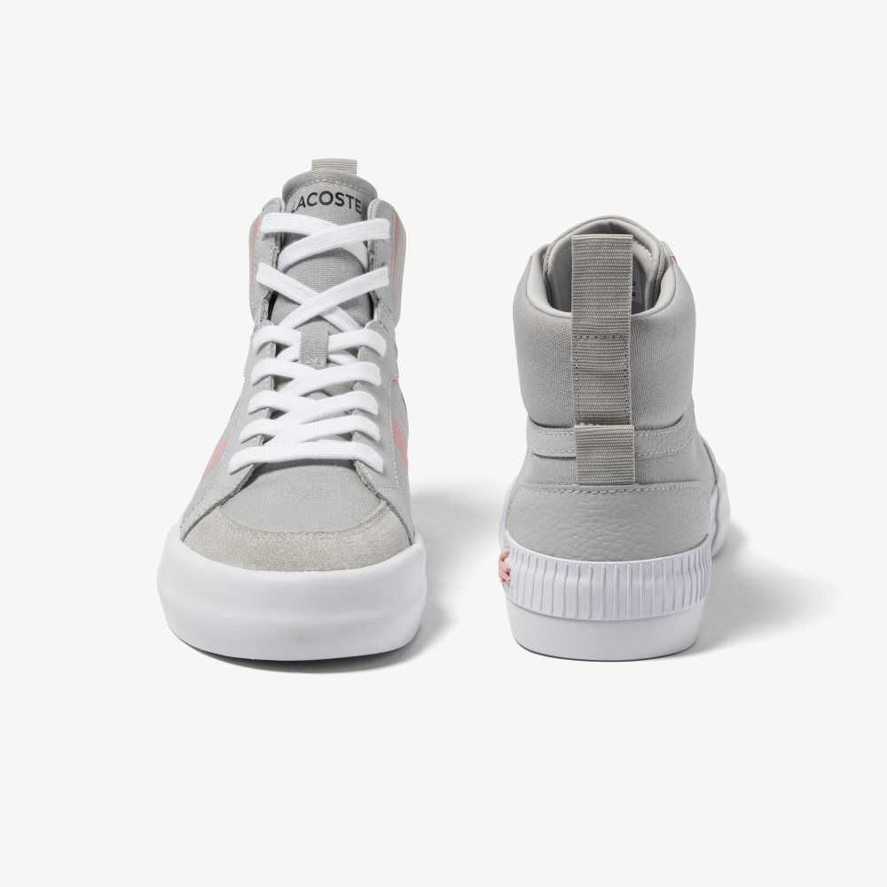 Lacoste L004 Mid Gris Claro Rosas | 4721-STBFA