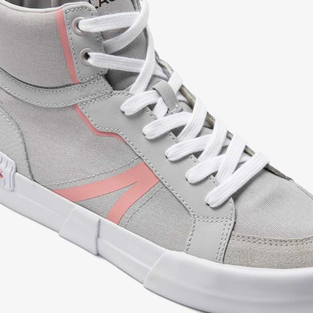 Lacoste L004 Mid Gris Claro Rosas | 4721-STBFA