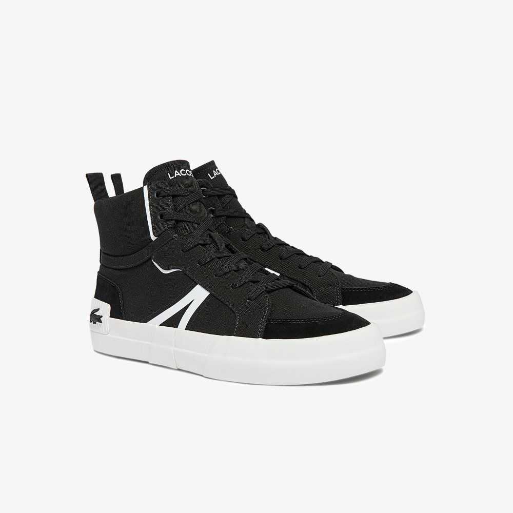 Lacoste L004 Mid Lona Negras Blancas | 9105-TXABO