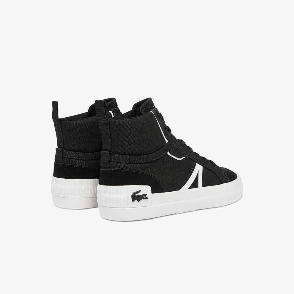 Lacoste L004 Mid Lona Negras Blancas | 9105-TXABO