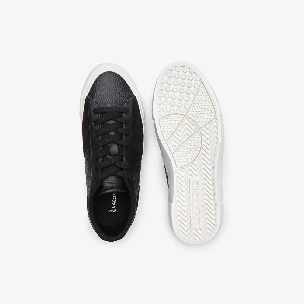 Lacoste L006 Cuero Negras Blancas | 8230-NMFQI