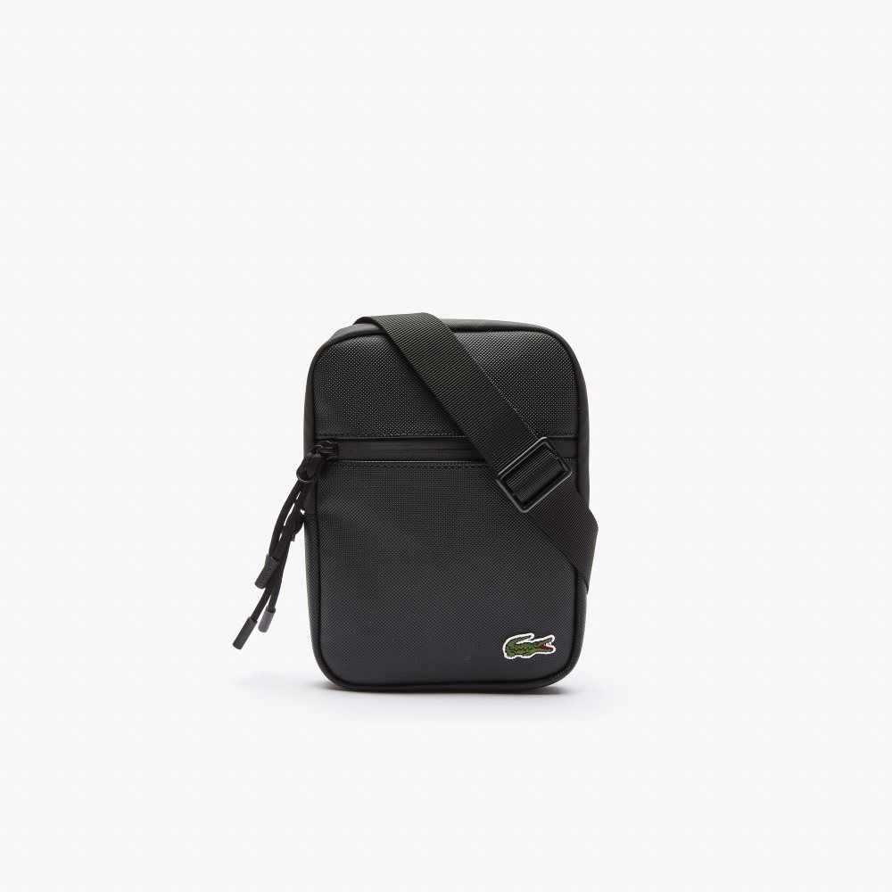 Lacoste LCST Coated Lona Small Planos Crossbody Negras | 1874-QBRUK