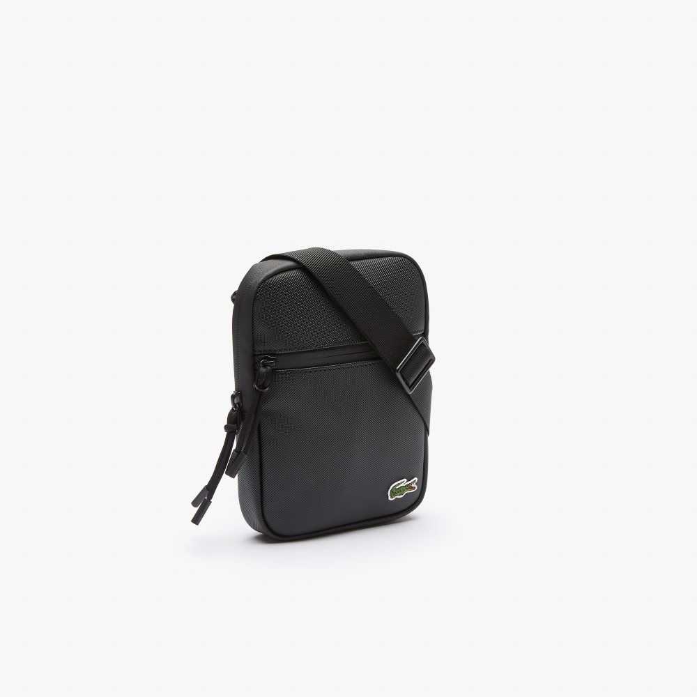 Lacoste LCST Coated Lona Small Planos Crossbody Negras | 1874-QBRUK