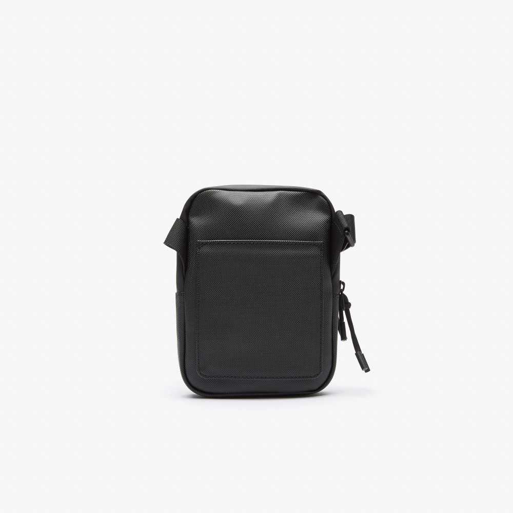 Lacoste LCST Coated Lona Small Planos Crossbody Negras | 1874-QBRUK