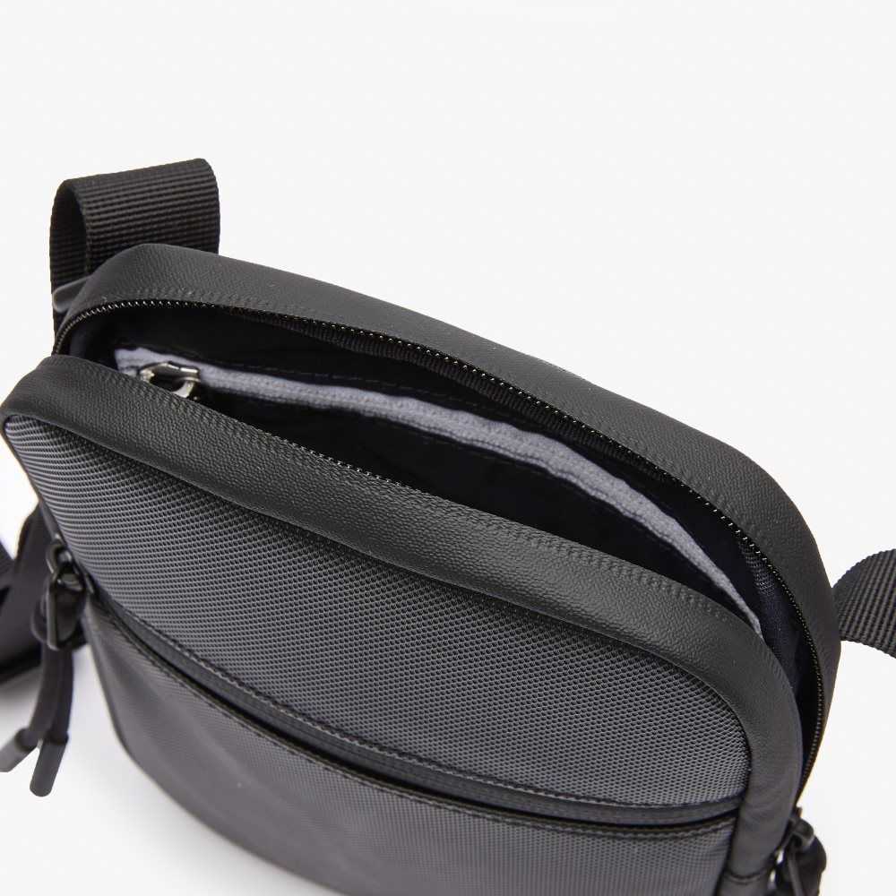 Lacoste LCST Coated Lona Small Planos Crossbody Negras | 1874-QBRUK