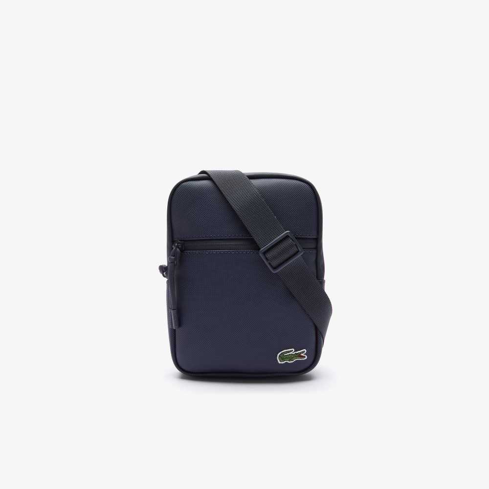 Lacoste LCST Coated Lona Small Planos Crossbody Azules Oscuro | 8094-BLROY