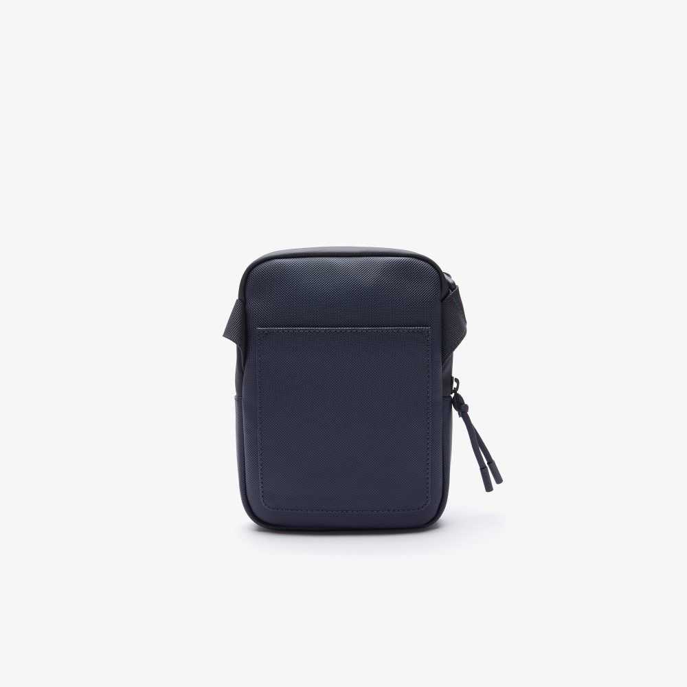 Lacoste LCST Coated Lona Small Planos Crossbody Azules Oscuro | 8094-BLROY