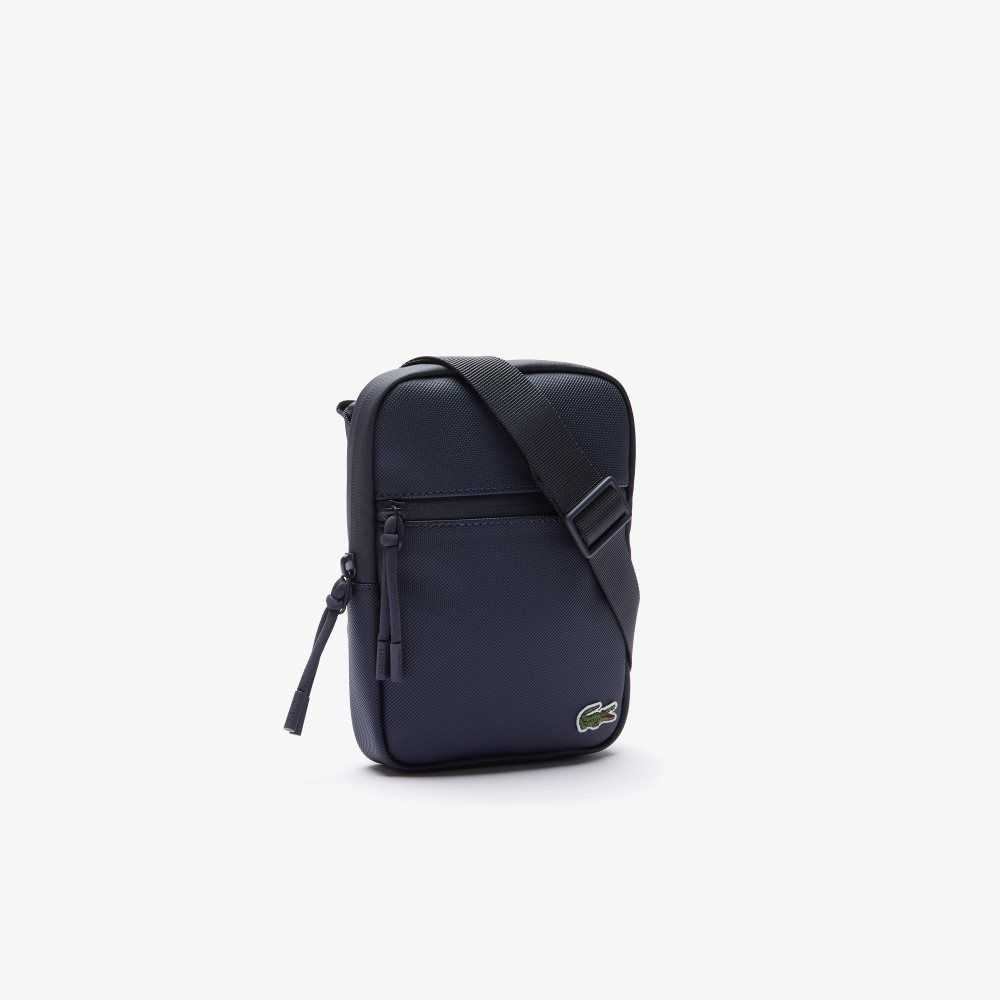 Lacoste LCST Coated Lona Small Planos Crossbody Azules Oscuro | 8094-BLROY