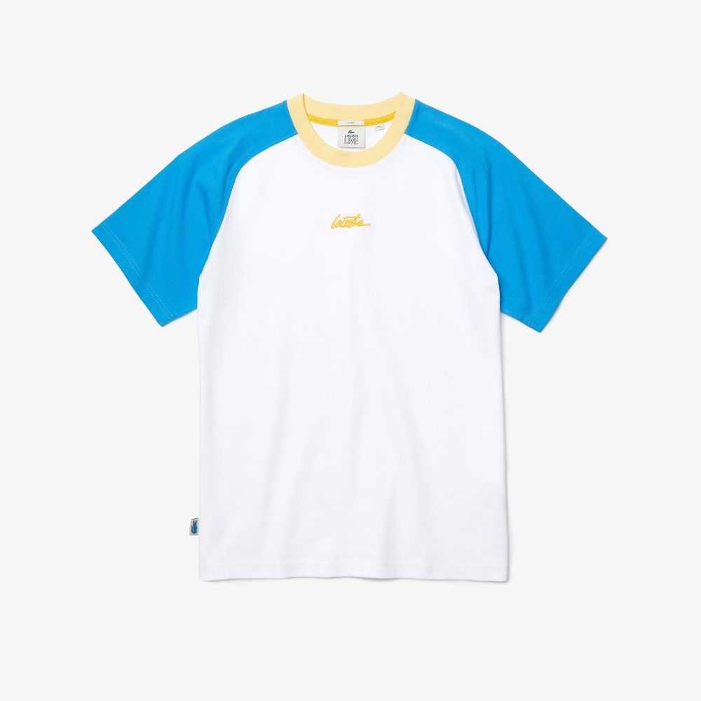 Lacoste LIVE Algodon Blancas Azules Amarillo | 6931-KTMEL