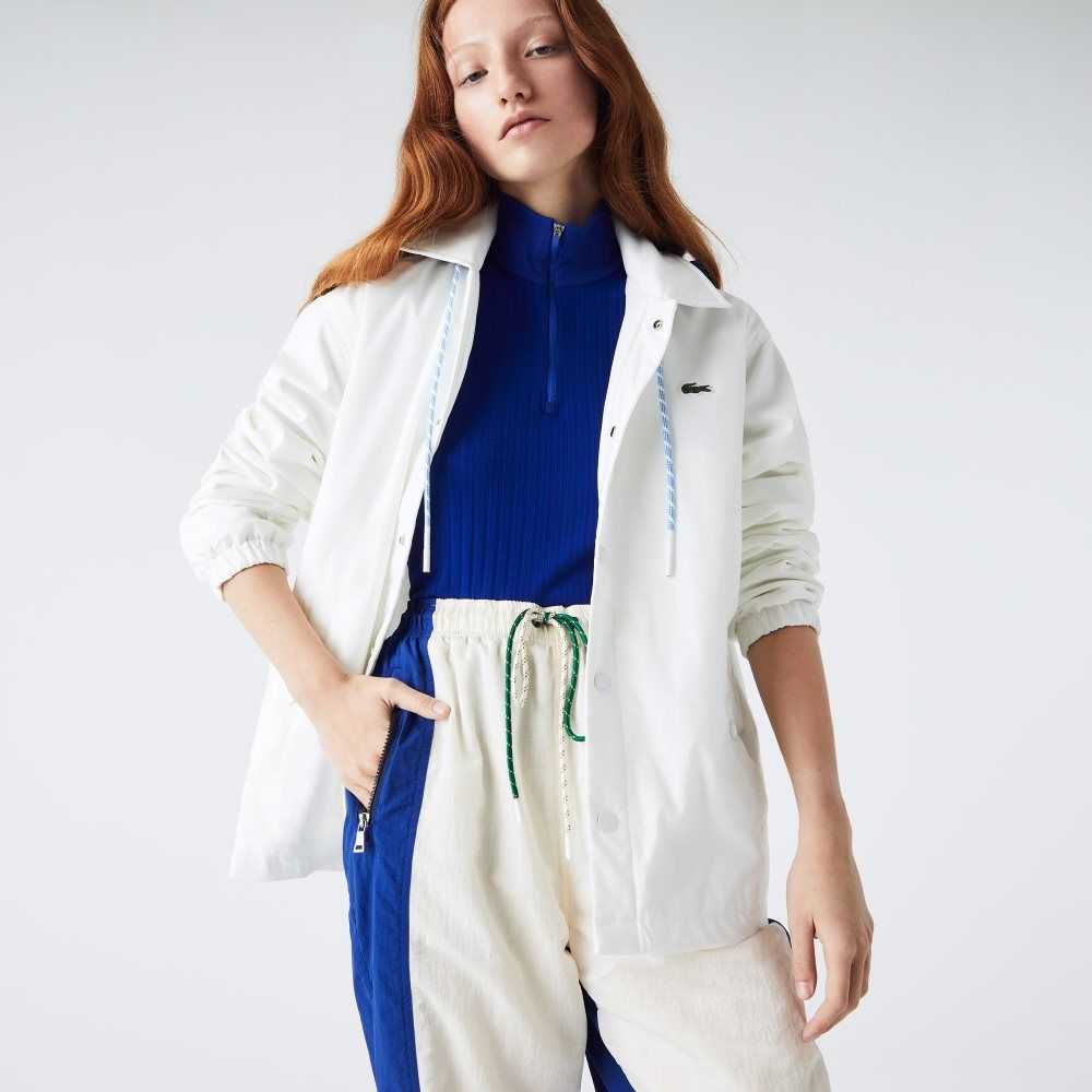 Lacoste LIVE Contrast Hood Buttoned Blancas Azules | 7801-TGDKO