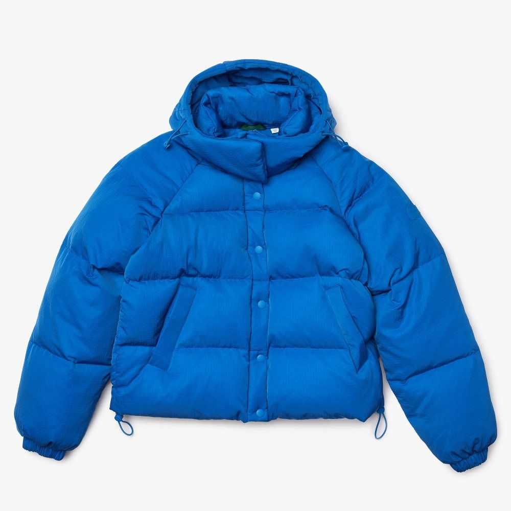 Lacoste LIVE Detachable Hood Corta Acolchado Rain Azules | 1947-OKYAT