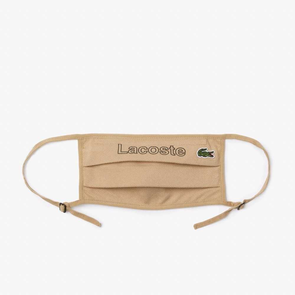 Lacoste LIVE Face Protection Mask print and adjustable Beige | 4592-UKHNJ