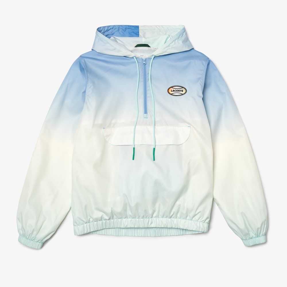 Lacoste LIVE Ligeros Pullover Windbreaker Azules Blancas Turquesa | 0485-WRNMV