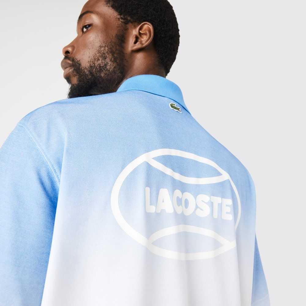 Lacoste LIVE Loose Fit Gradated Print Algodon Azules Blancas Turquesa | 6031-WNQHR