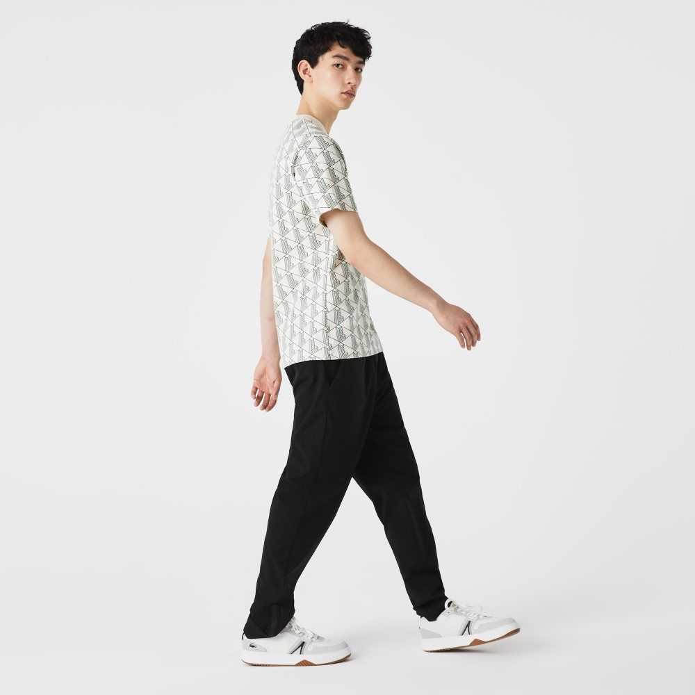 Lacoste LIVE Monogram Print Algodon Blancas Verde | 1784-AIUBJ