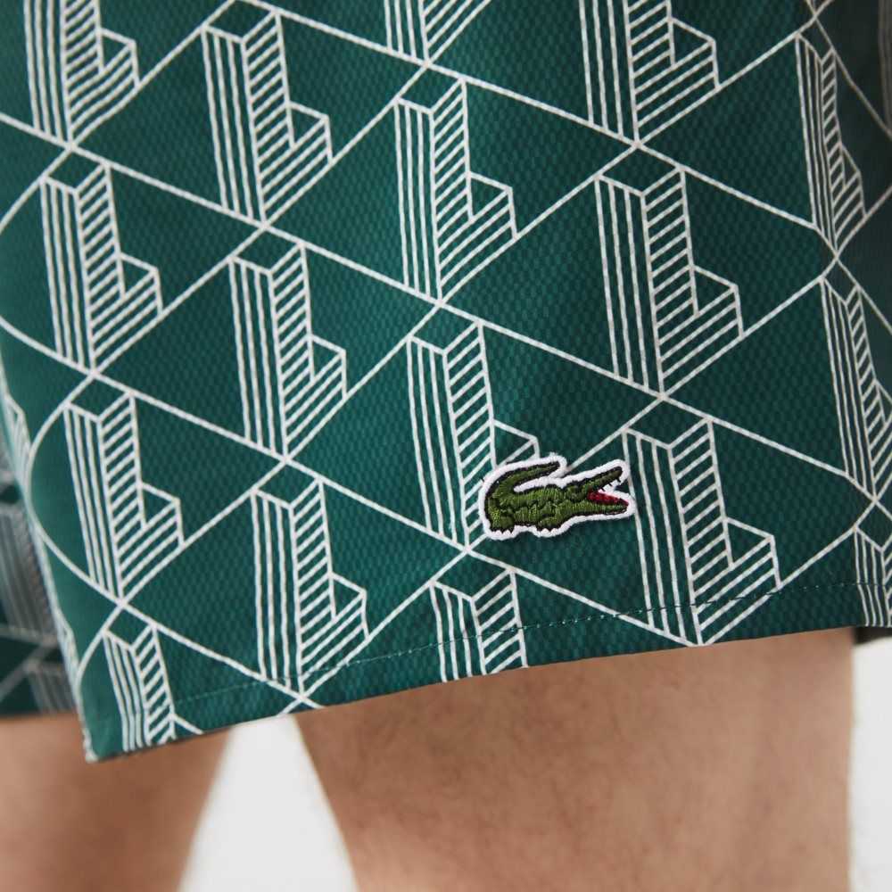 Lacoste LIVE Monogram Print Ligeros Verde Blancas | 2509-MCBTA