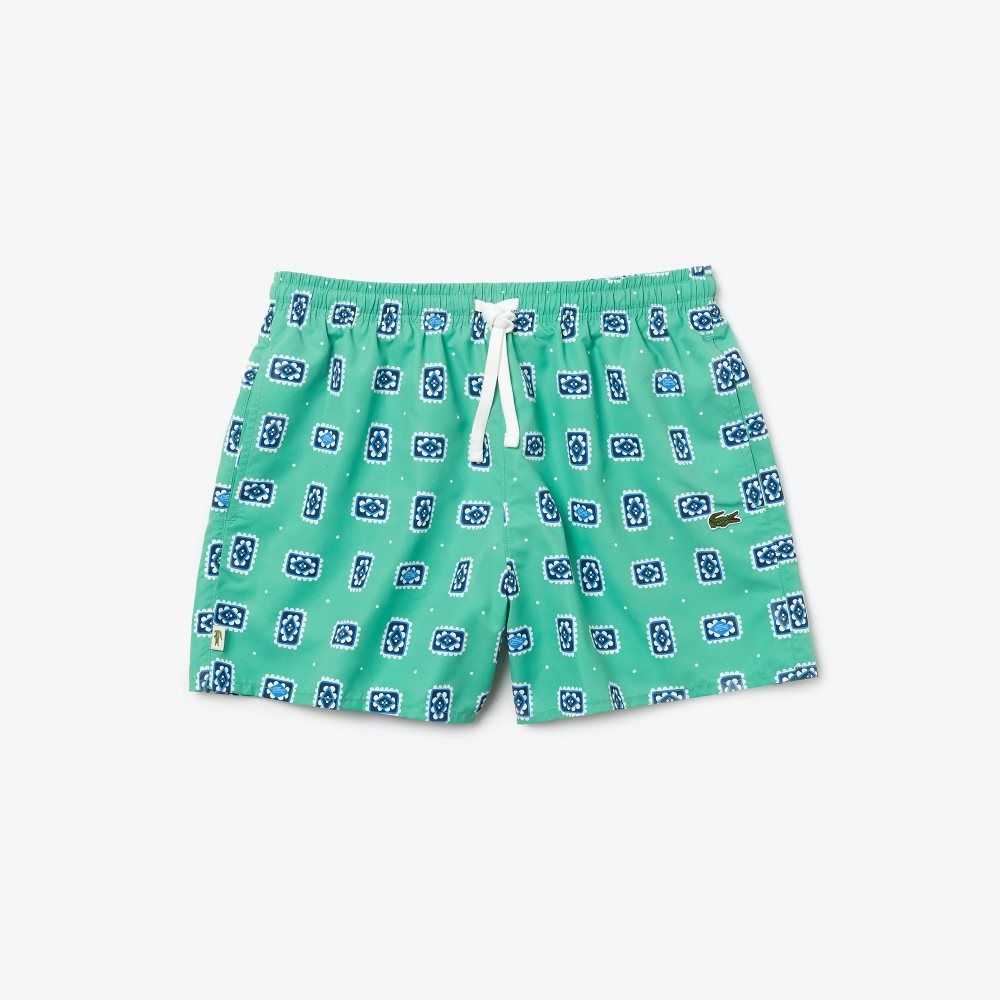 Lacoste LIVE Print Ligeros Verde Blancas | 7682-RBDPK