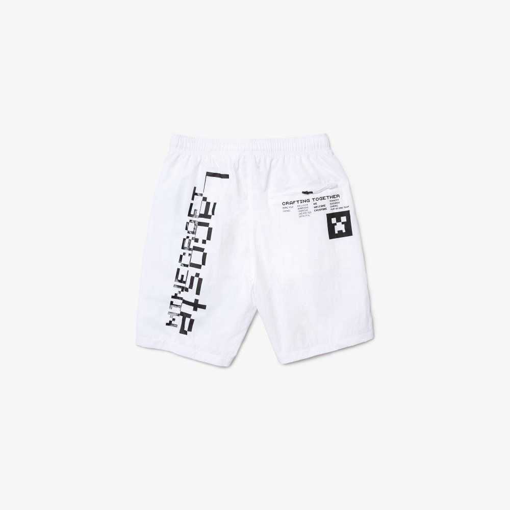 Lacoste LIVE x Minecraft Nylon Bermuda Blancas | 7892-WFLCR