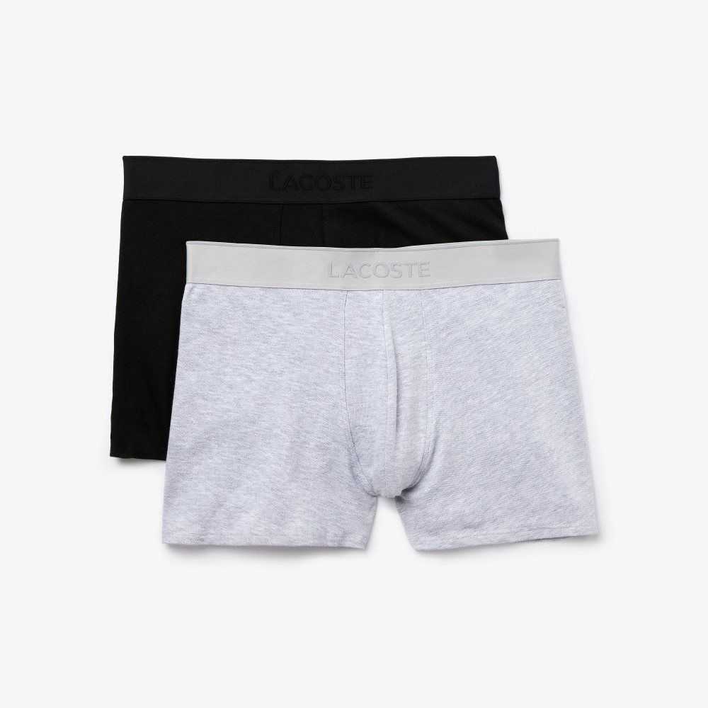 Lacoste L.12.12 Pique Boxer Briefs 2-Pack Negras Gris | 9546-GDRFP