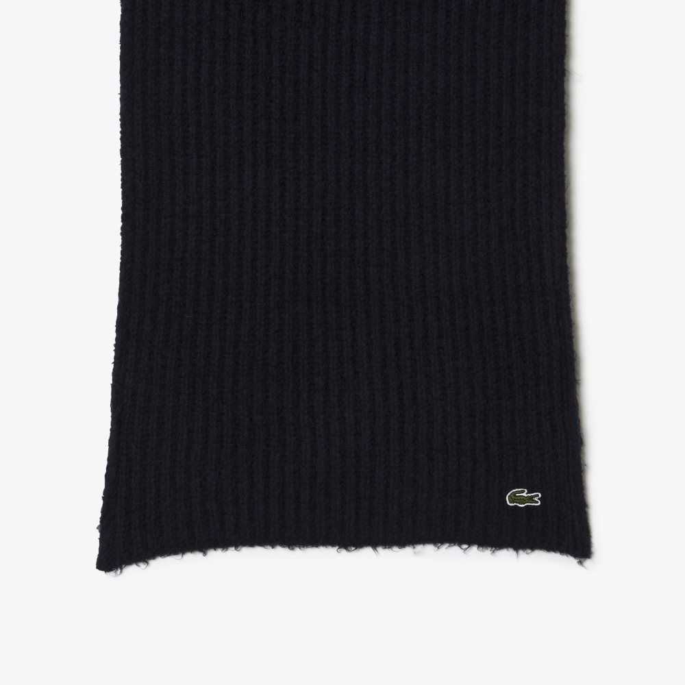 Lacoste Large Acanalado Lana Scarf Azul Marino Azules | 7581-TMRXU