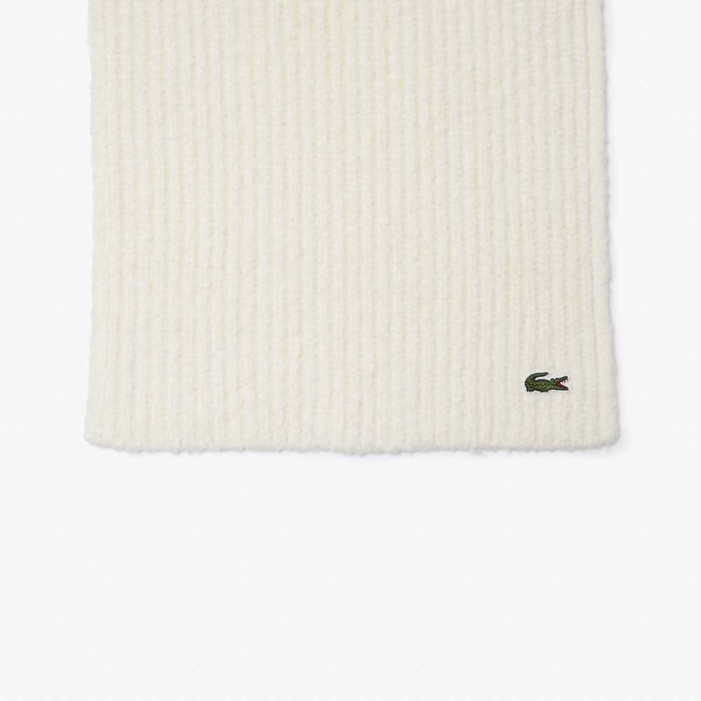 Lacoste Large Acanalado Lana Scarf Blancas | 6983-SGPKW