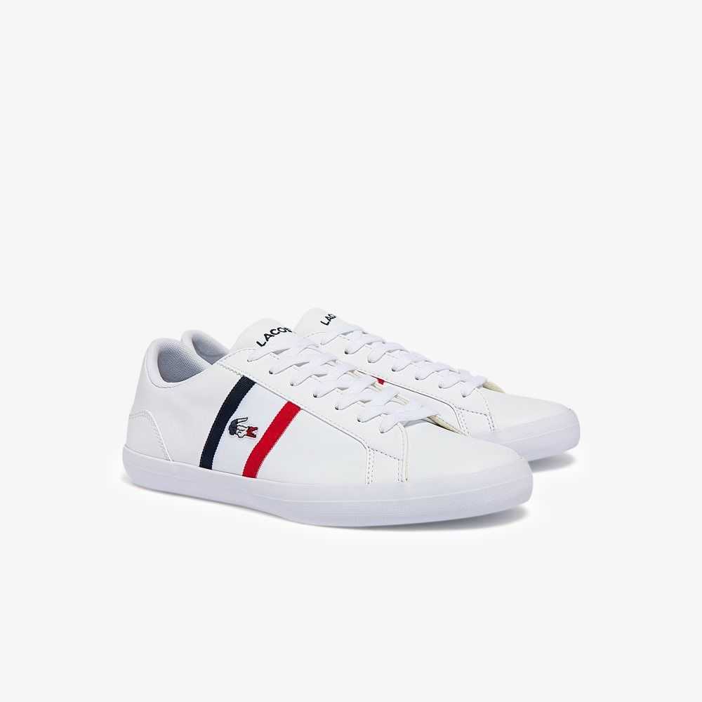 Lacoste Lerond Tricolor Cuero Blancas Azules Rojas | 4293-NFURB