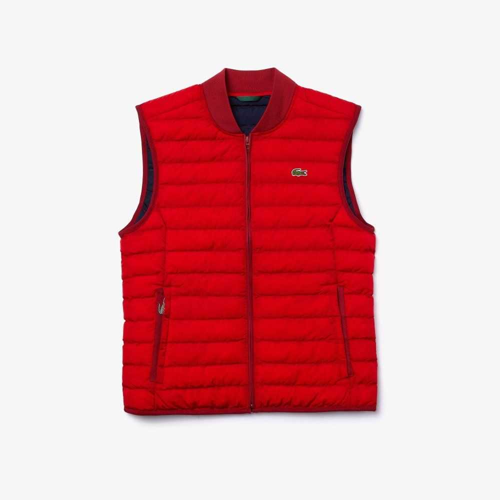 Lacoste Ligeros Foldable Agua-Resistant Puffer Coat Rojas | 0483-QAGZH