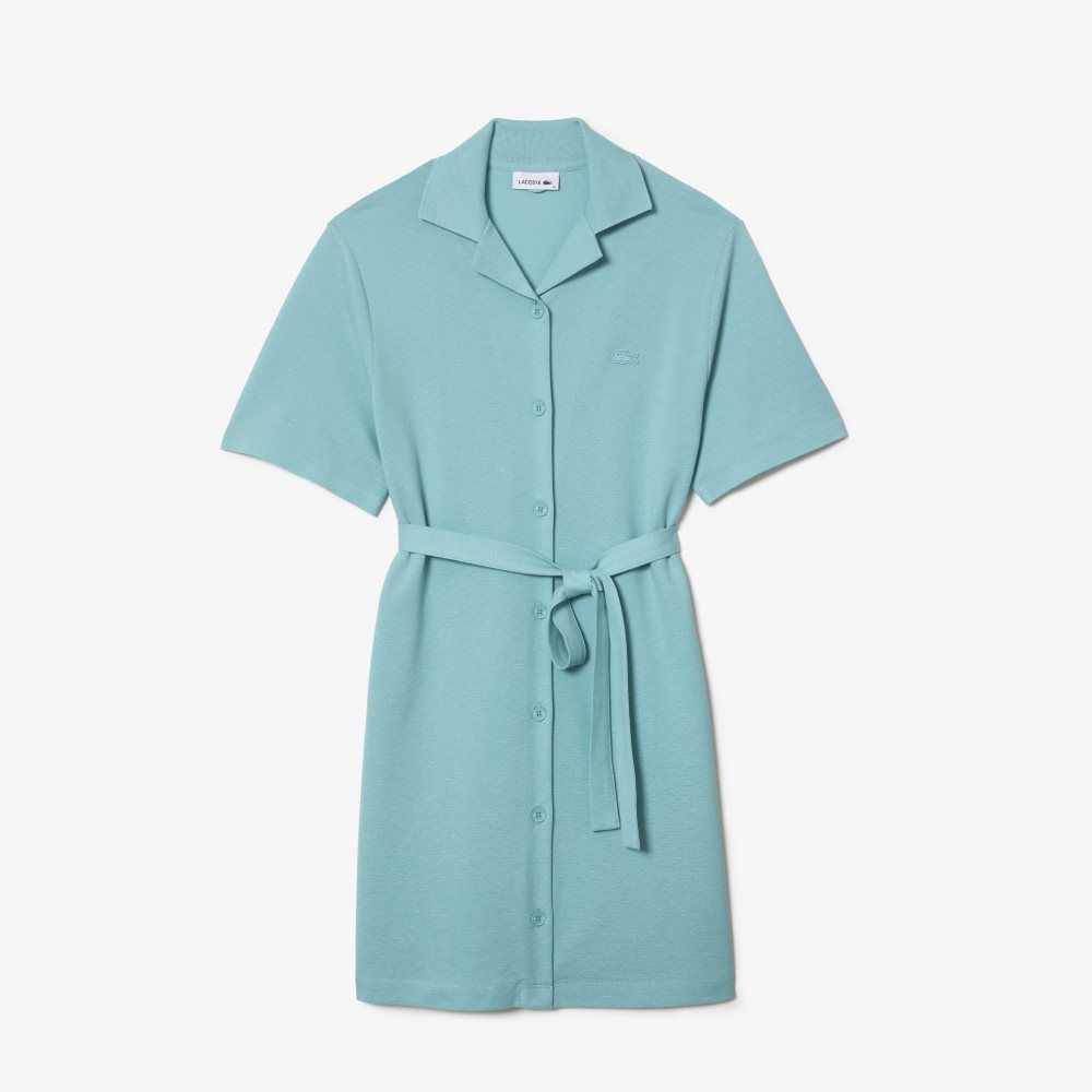 Lacoste Linen/Algodon Blend Belted Button Verde Menta | 0295-GWSVL