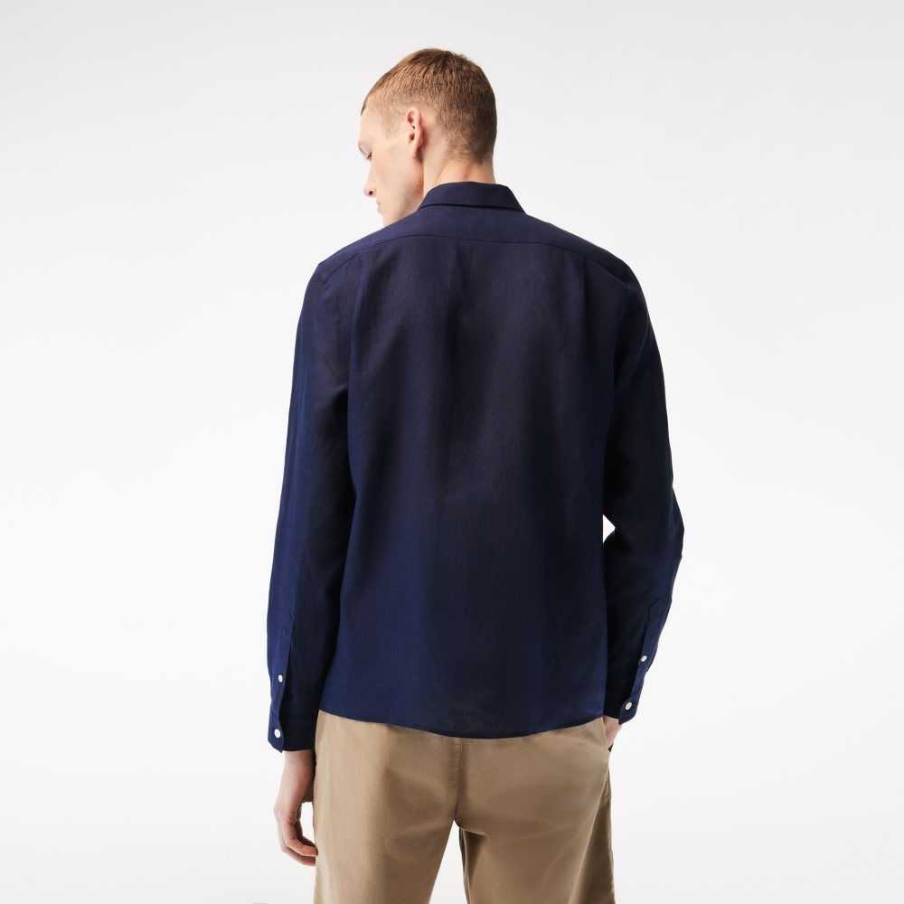 Lacoste Linen Azul Marino Azules | 0751-SRXDW