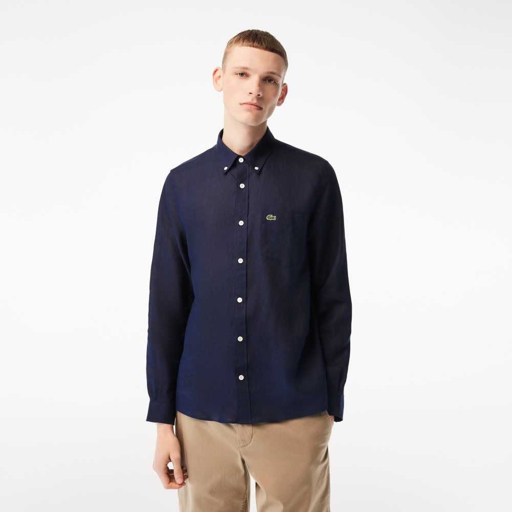 Lacoste Linen Azul Marino Azules | 0751-SRXDW