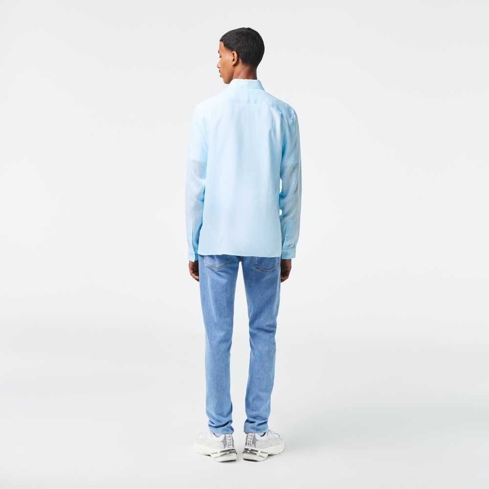 Lacoste Linen Azules Claro | 9725-NGOUZ