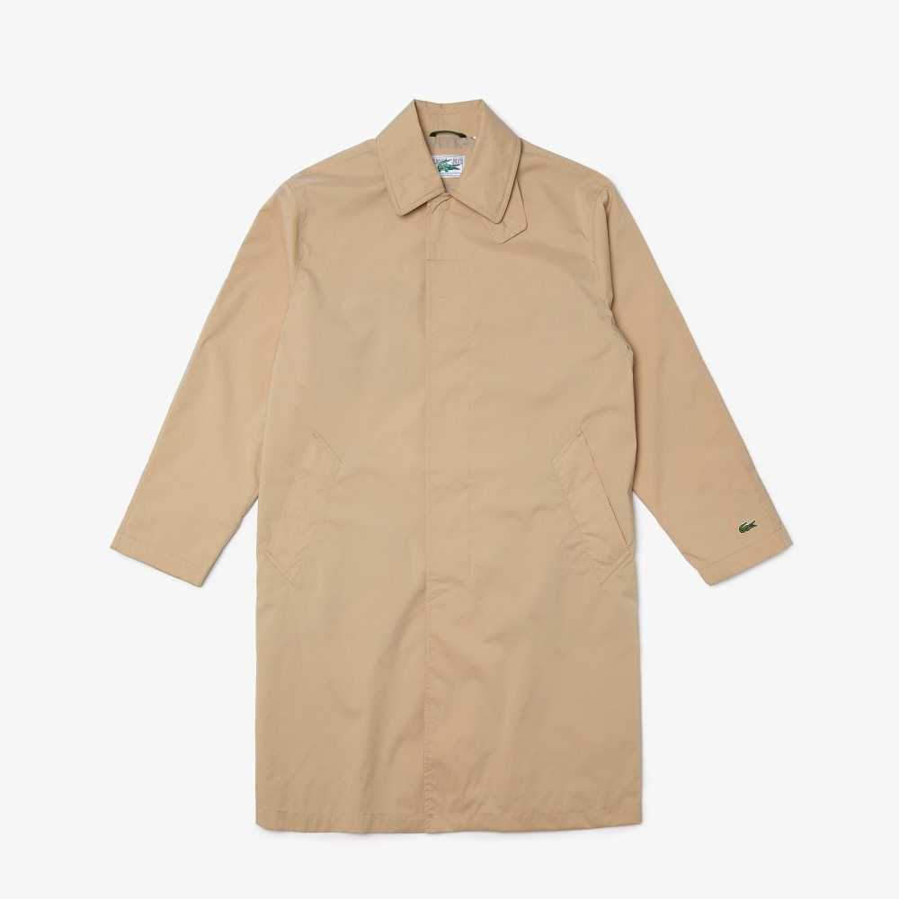 Lacoste Long Light Agua-Resistant Buttoned Parka Beige | 2357-XGOYZ