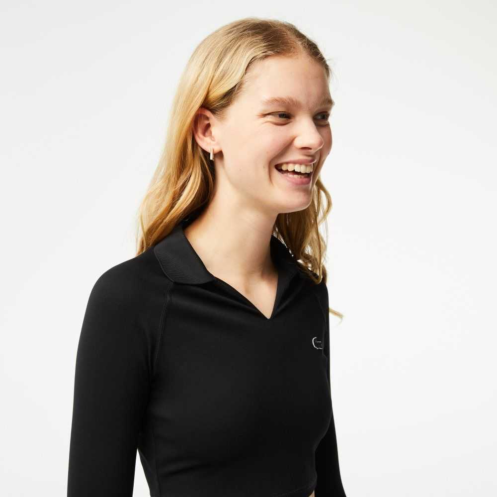 Lacoste Long Sleeve Recycled Polyamide Corta Negras | 9830-GNCXZ