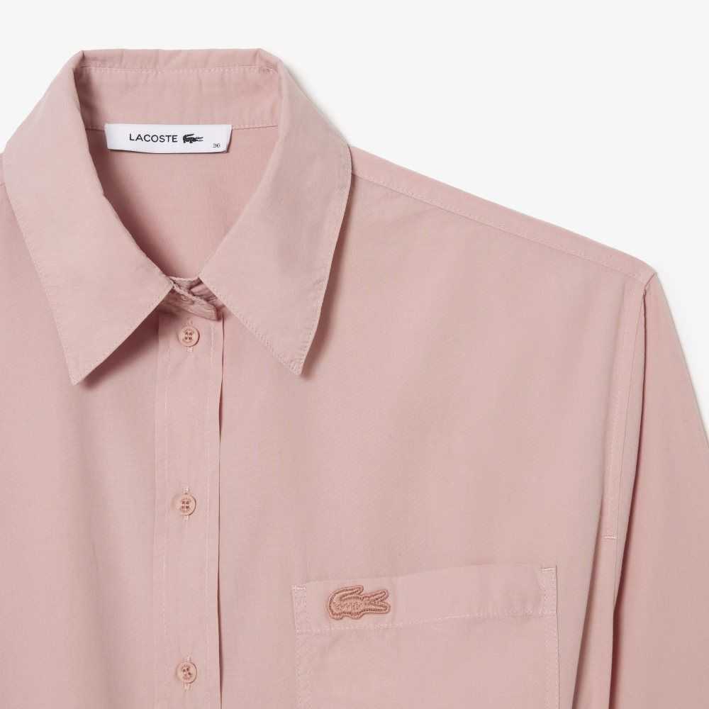 Lacoste Loose Fit Algodon Poplin Shirt Rosas | 7829-MONTQ