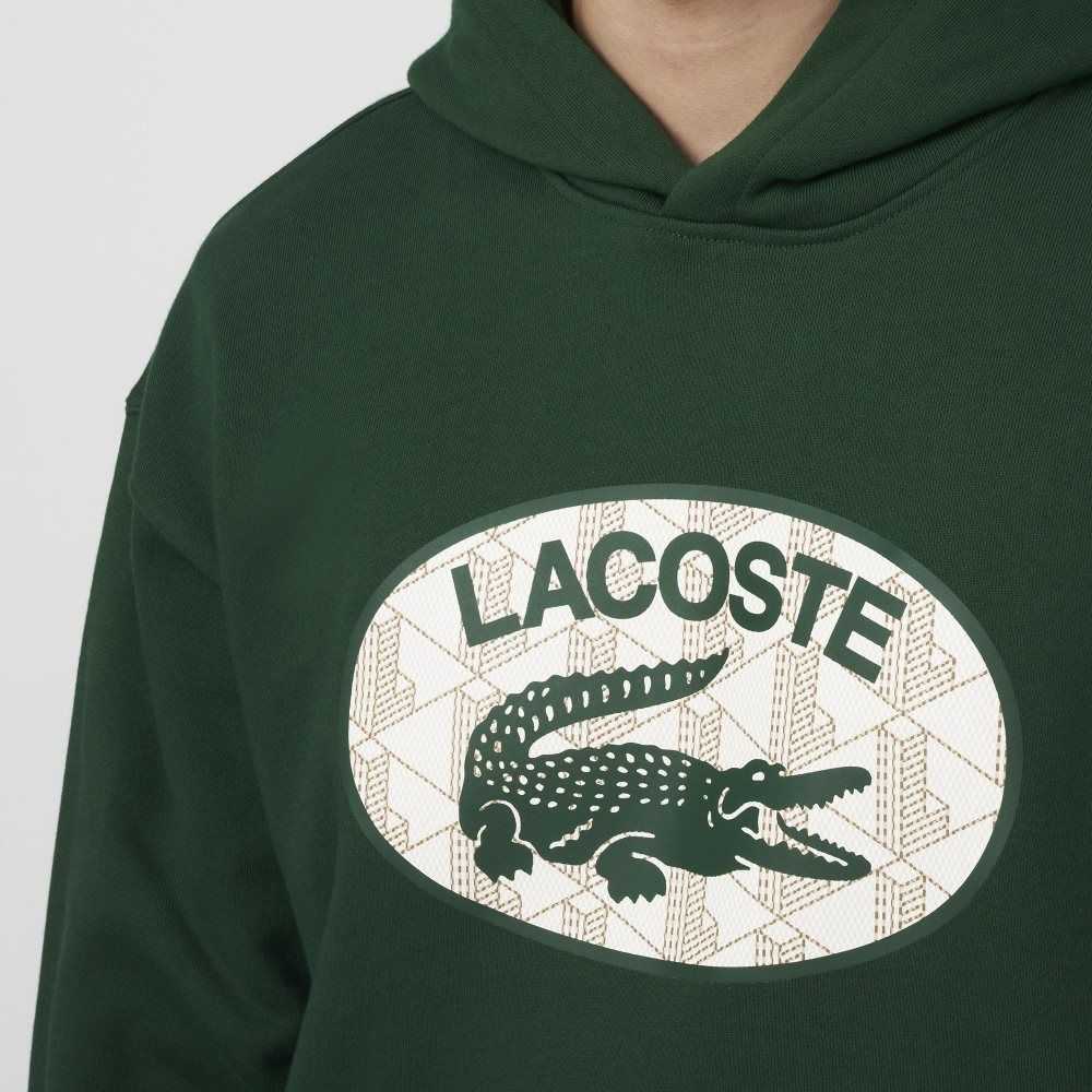 Lacoste Loose Fit Branded Monogram Encapuchado Verde | 0726-XGINQ