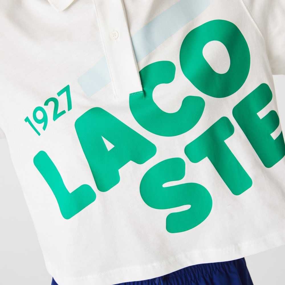 Lacoste Loose Fit Corta Print Organic Algodon Blancas | 1807-EUOKR