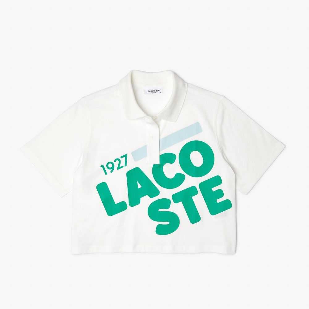 Lacoste Loose Fit Corta Print Organic Algodon Blancas | 1807-EUOKR