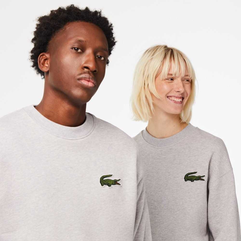 Lacoste Loose Fit Crocodile Badge Gris | 4327-XJOWG